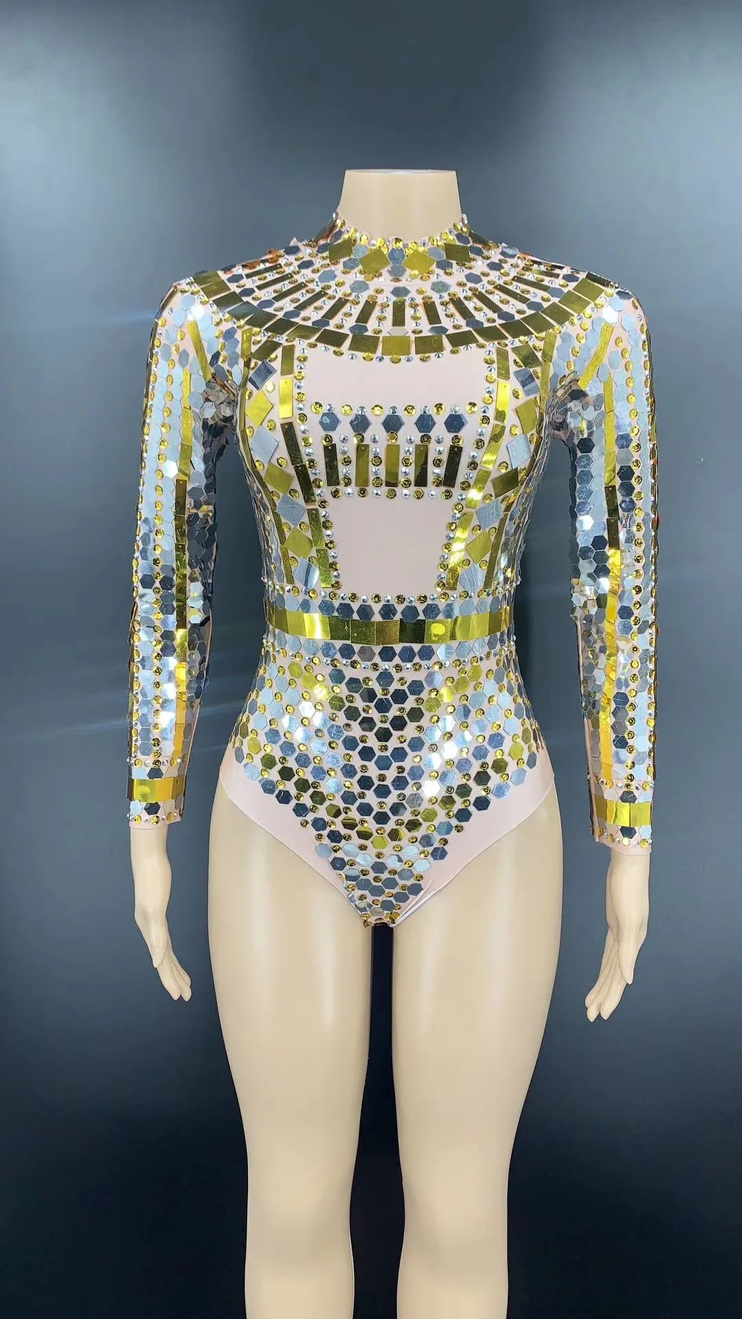 New Sexy Sparkly Silver Gold strass paillettes body gonna compleanno festeggia Prom Outfit donna Dancer Clothes Stage Wear Set