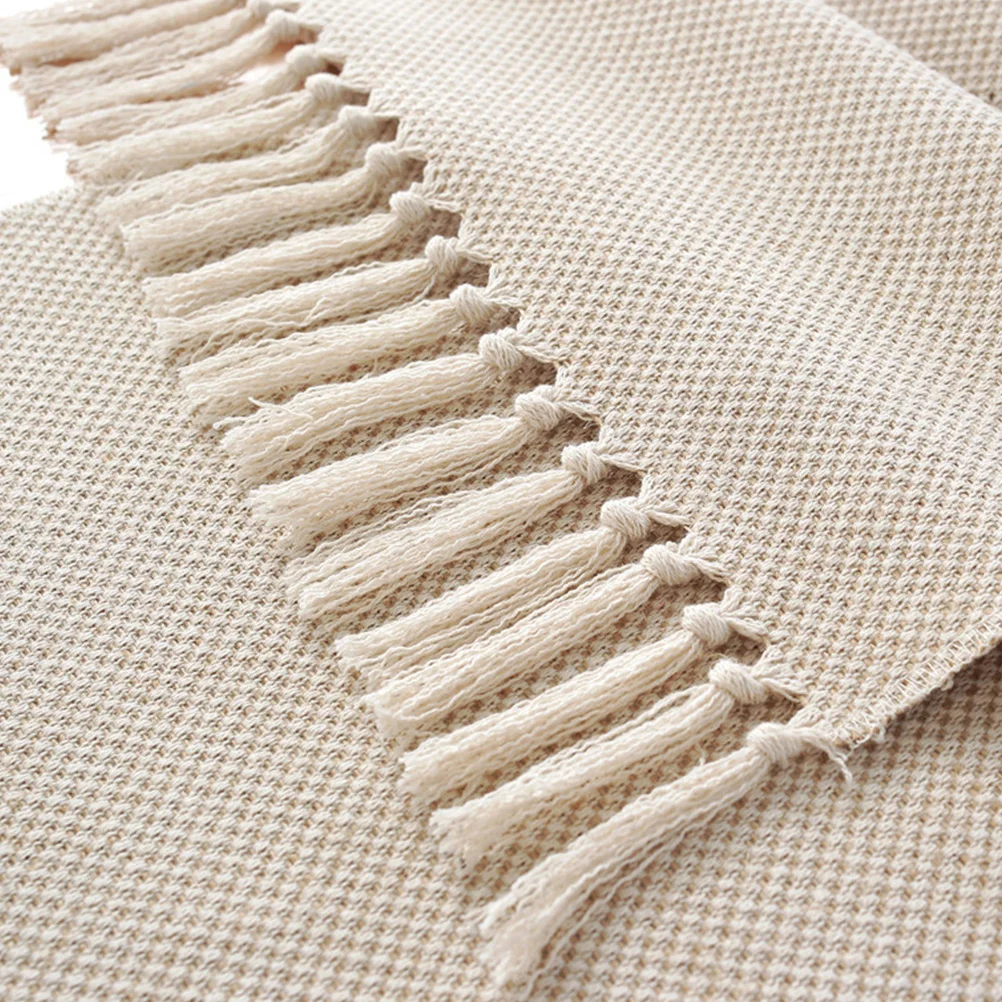 

1 pc Handwoven Cotton Tablecloth Beige Rustic Flag Elegant Table Decoration For Dining Tables Stylish Woven Table