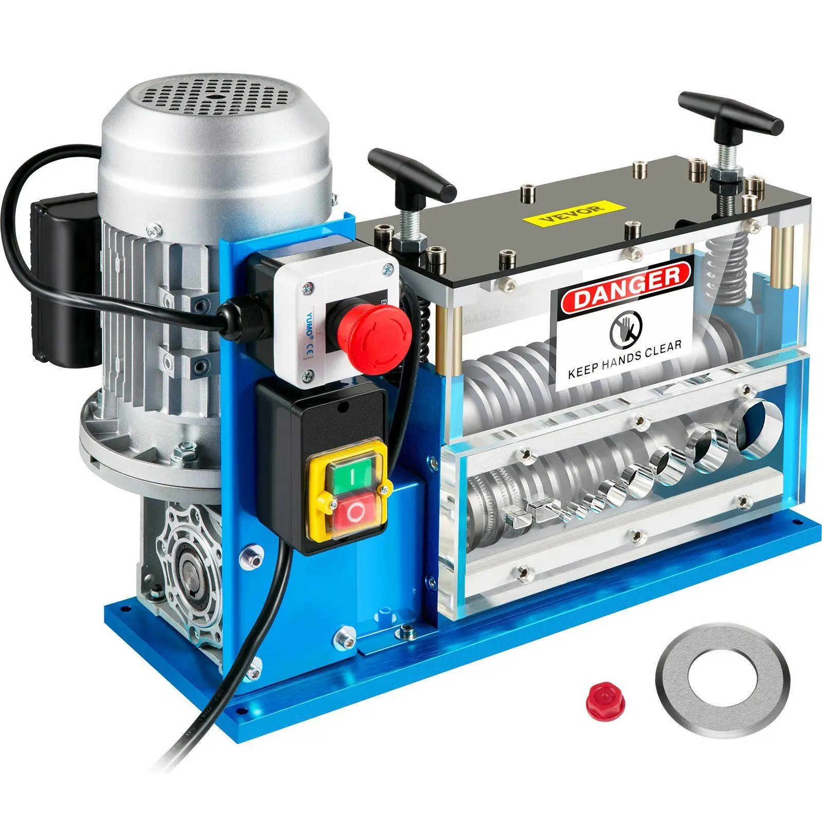 

Fast Wire Stripping Machine 0.06-1.25in 98ft/min 370W 11-Channels 10-Blades Portable Blue Safety Design