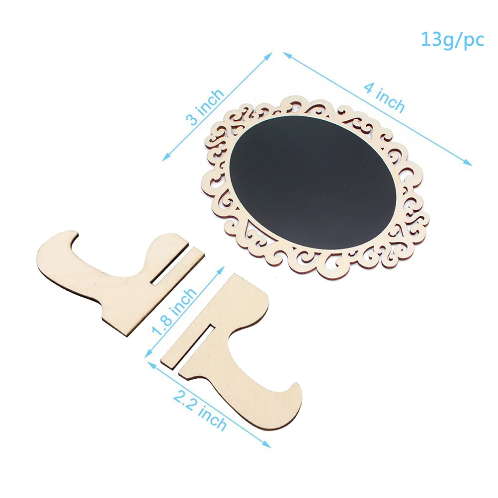 

10Pcs Mini Wooden Blackboard Chalkboard Message Frames Oval Flower Shape for Wedding Party Table Numbers Office Home Decor