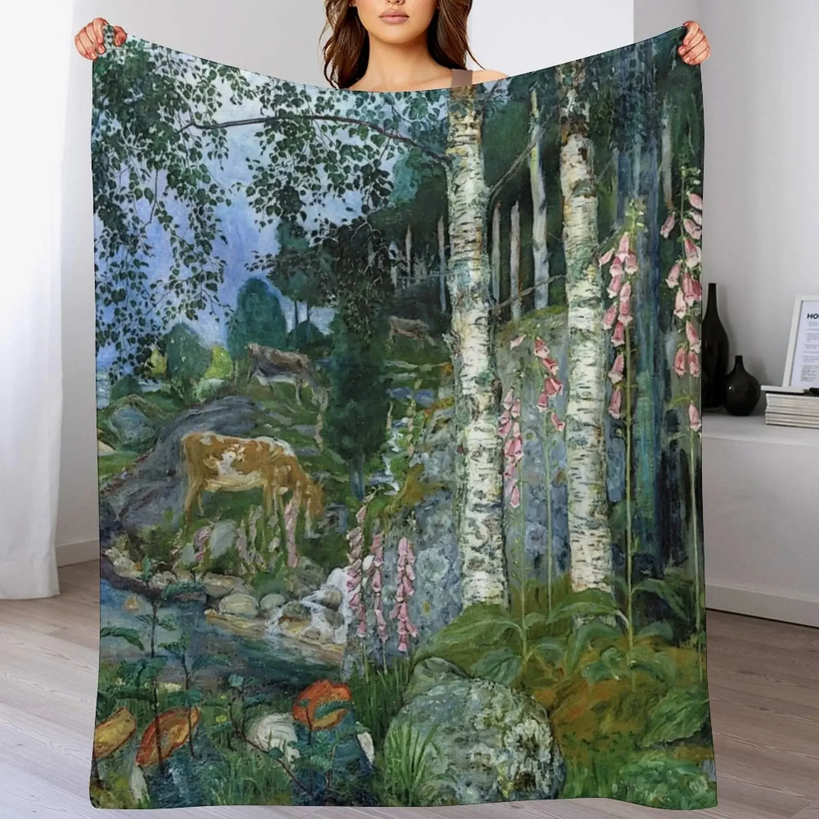 Nikolai Astrup Throw Blanket Hair Retros Thermals For Travel Plaid on the sofa Blankets