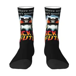 Retro Movie Back To The Future Dress Socks for Men Women Warm Fashion Novelty Sci-fi Adventure Film Crew Socks