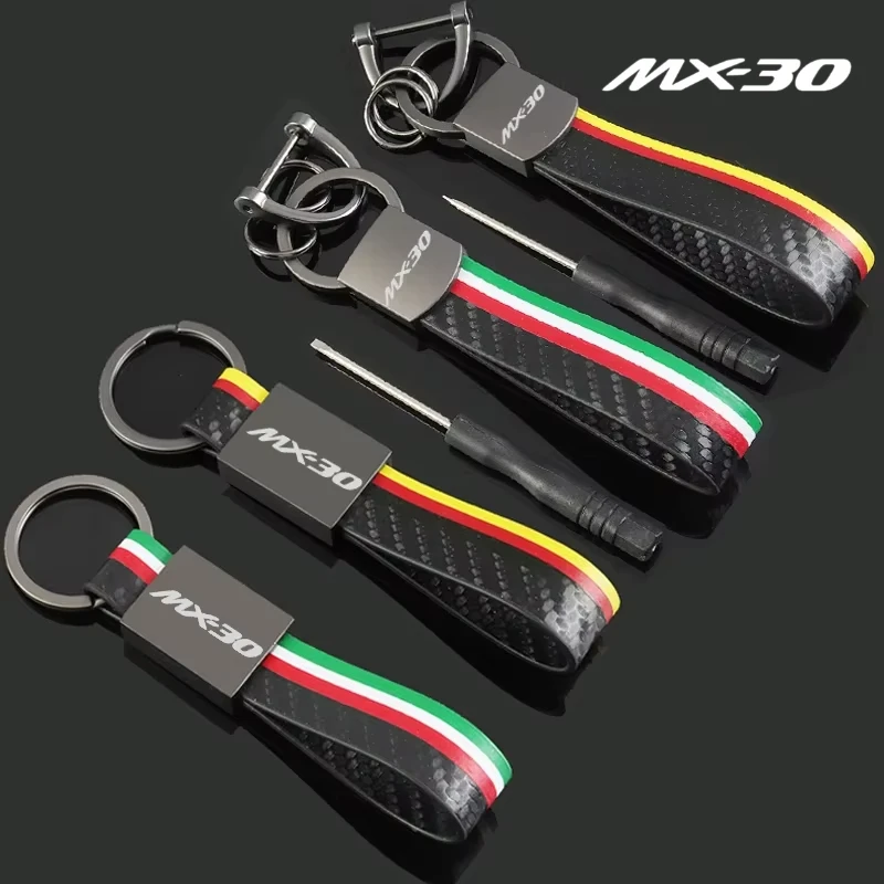 Leather Car Logo Keychain For MX30 Atenza RX8 MX3 MX5 Axela Speed SKYACTIV Auto Keyfob Keyring Pendant Accessories