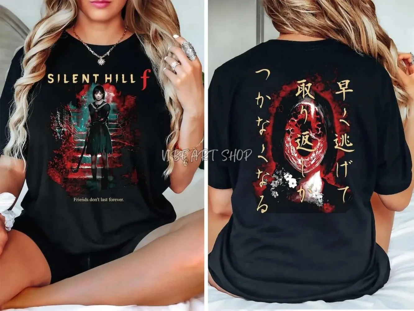 Comfort Colors Silent Hill F Oversized Horror Game Shirt Vintage Japanese Graphic Tee Creepy Survival Aesthetic Top