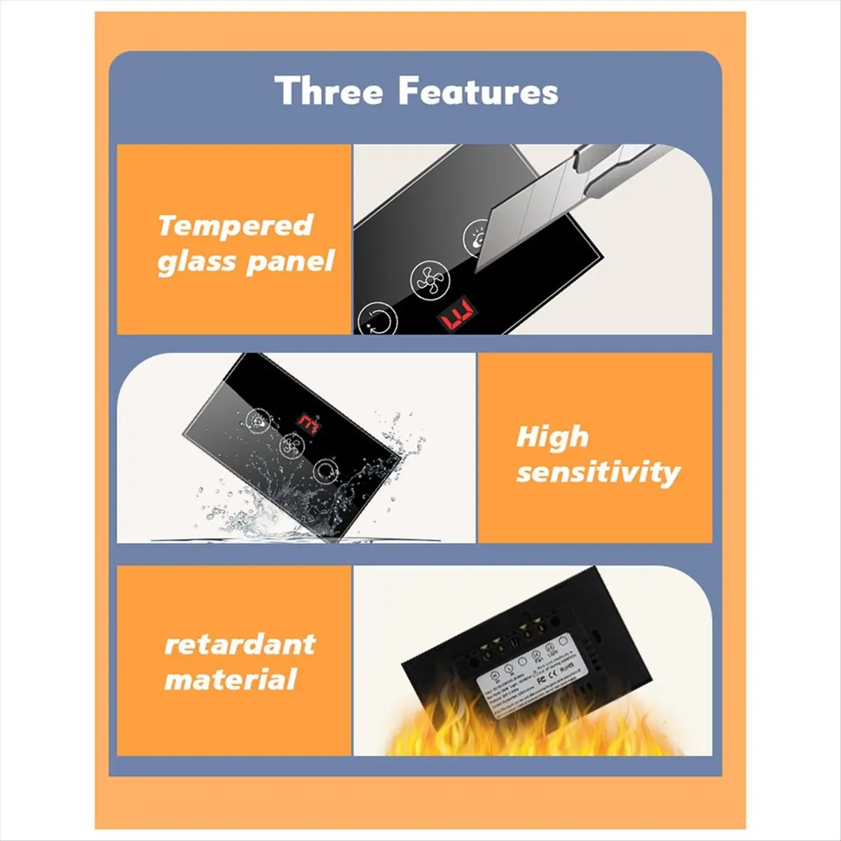 Tuya Wifi Fan Light Boiler Smart Switch Standard Water Heater Touch Switch for Home US Plug