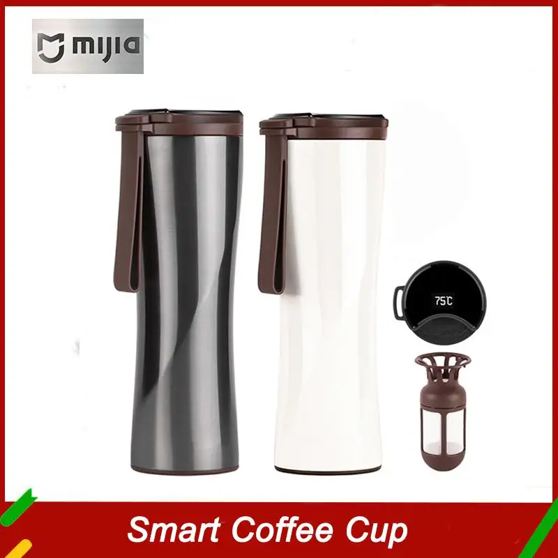 Top Mijia Travel Mug Moka Smart Coffee Tumbler 430 Ml Portable Vacuum Bottle Oled Touch Screen Thermos Stainless Steel Cup