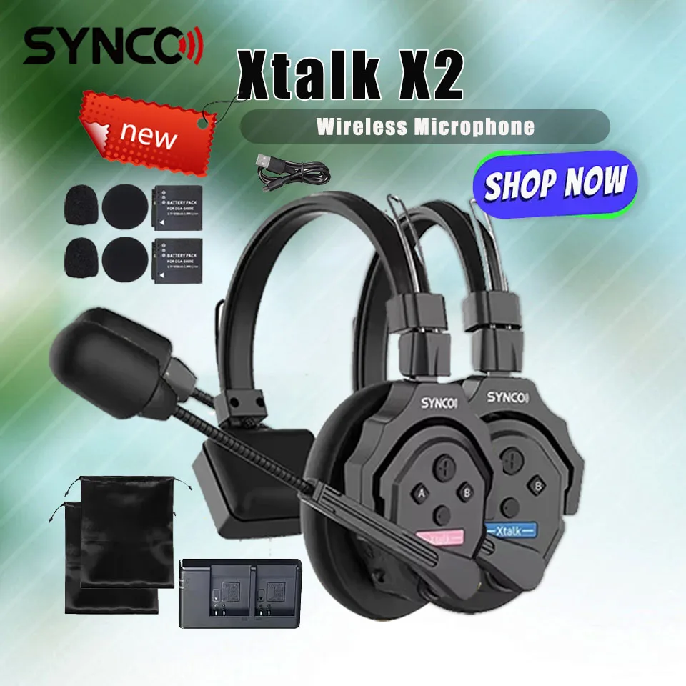 SYNCO Xtalk X2 2.4G نظام اتصال داخلي لاسلكي للحد من الضوضاء سماعة رأس لجهاز الاتصال الداخلي أذن واحدة عن بعد للعمل الجماعي للفيلم #1