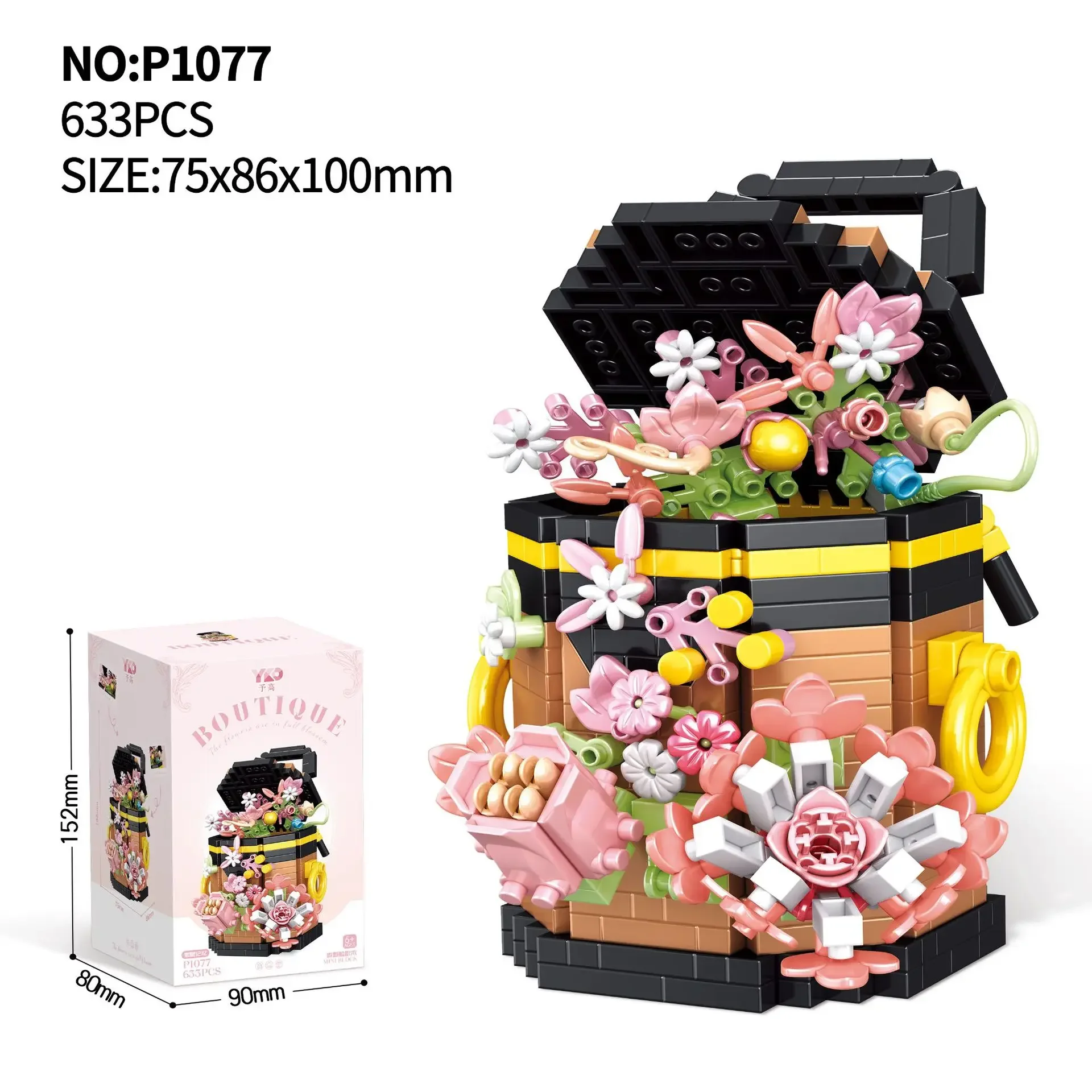 DIY Micro-particle Building Blocks Flower Immortal Flower Assembly Toys P1072-P1080 Flower Basket Bag for Children Gifts