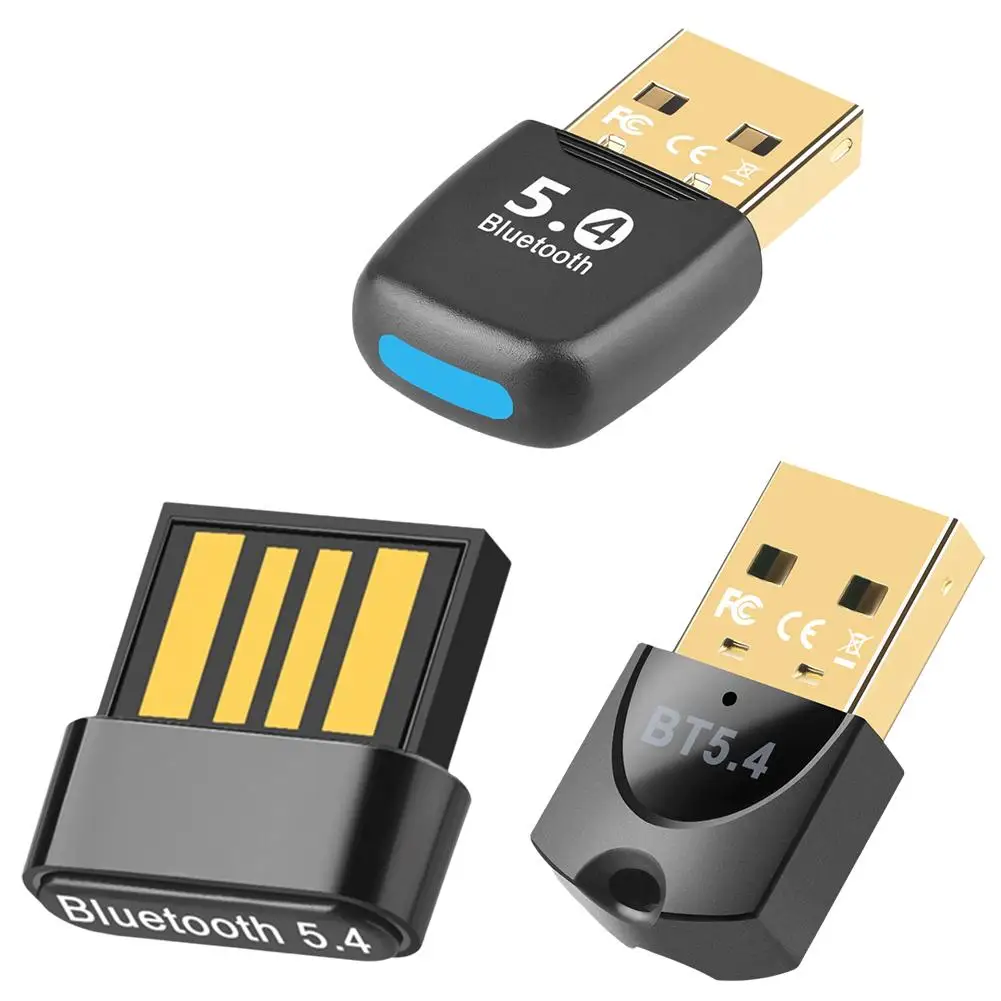 USB Mini Transmissor Receptor Bluetooth, Conector De Áudio De Auscultadores, Drive Free, Adaptador Bluetooth 5.4, Alto-falante do PC, Sem Fio E1U3