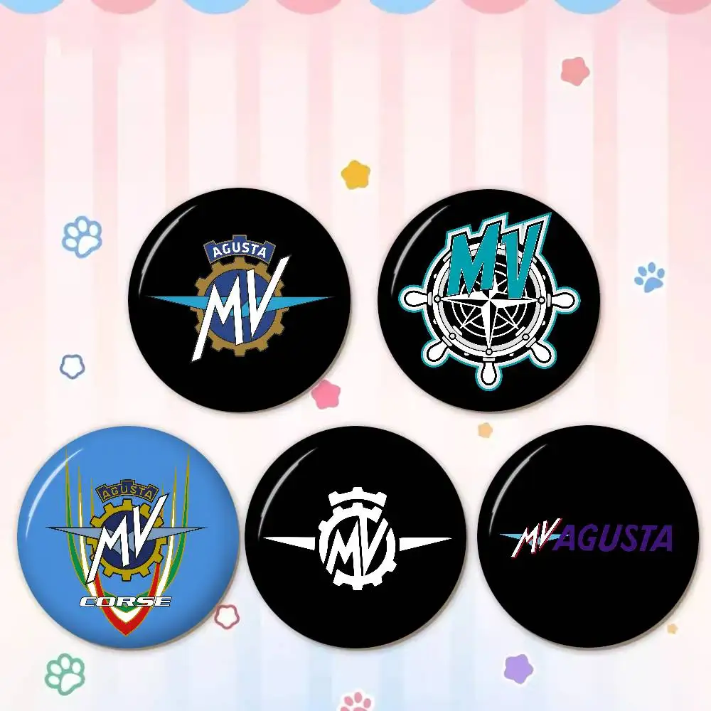 M-MV A-Agusta 32/44/58mm Round Cartoon Brooches Handmade Pins for Backpack Jewelry Accessories Gifts Creative Badge