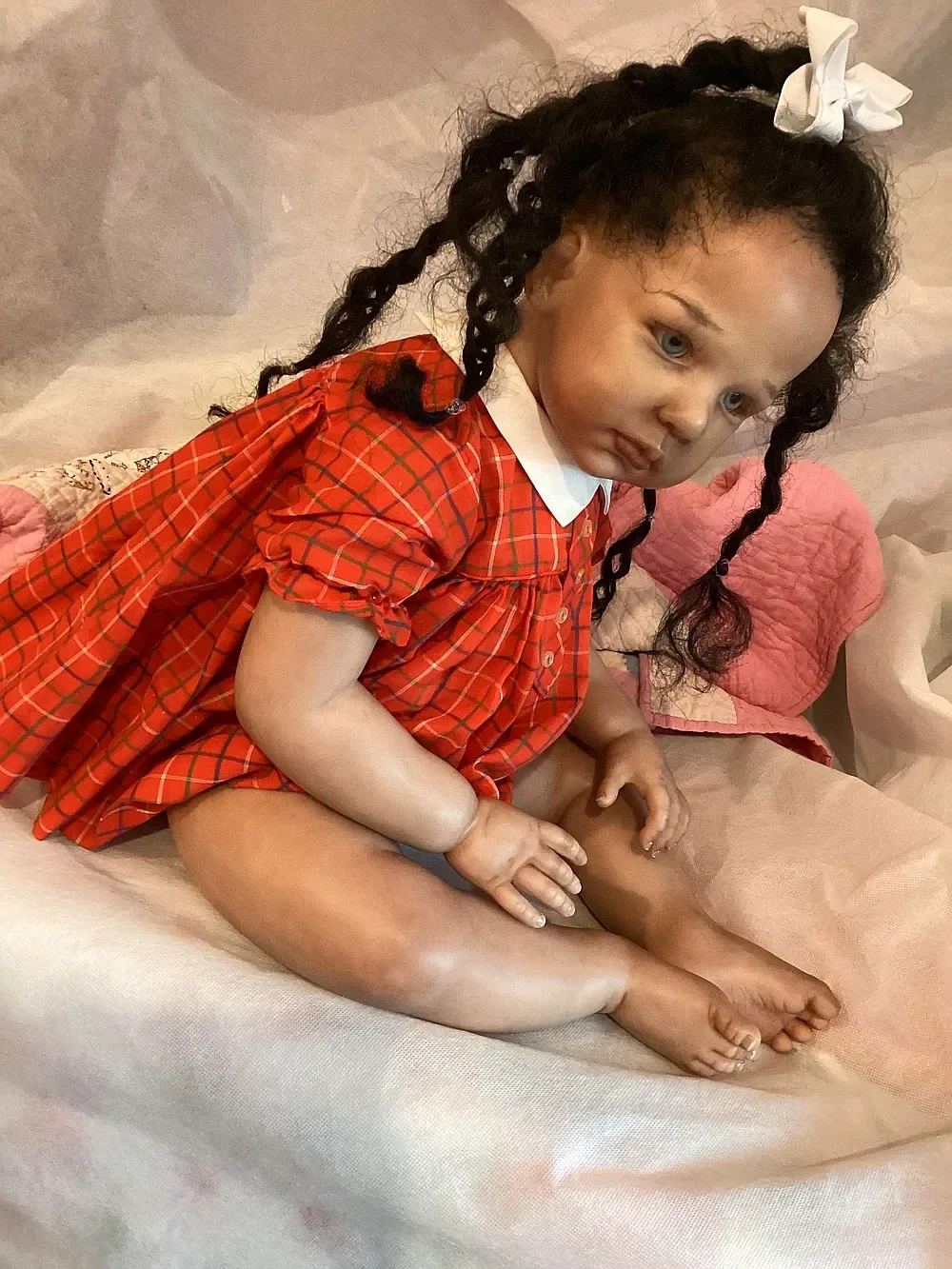 

SINO-BB Customized Limited Supply 28inch Reborn Baby Lily Dark Complexion Already Finished Doll with different dress
