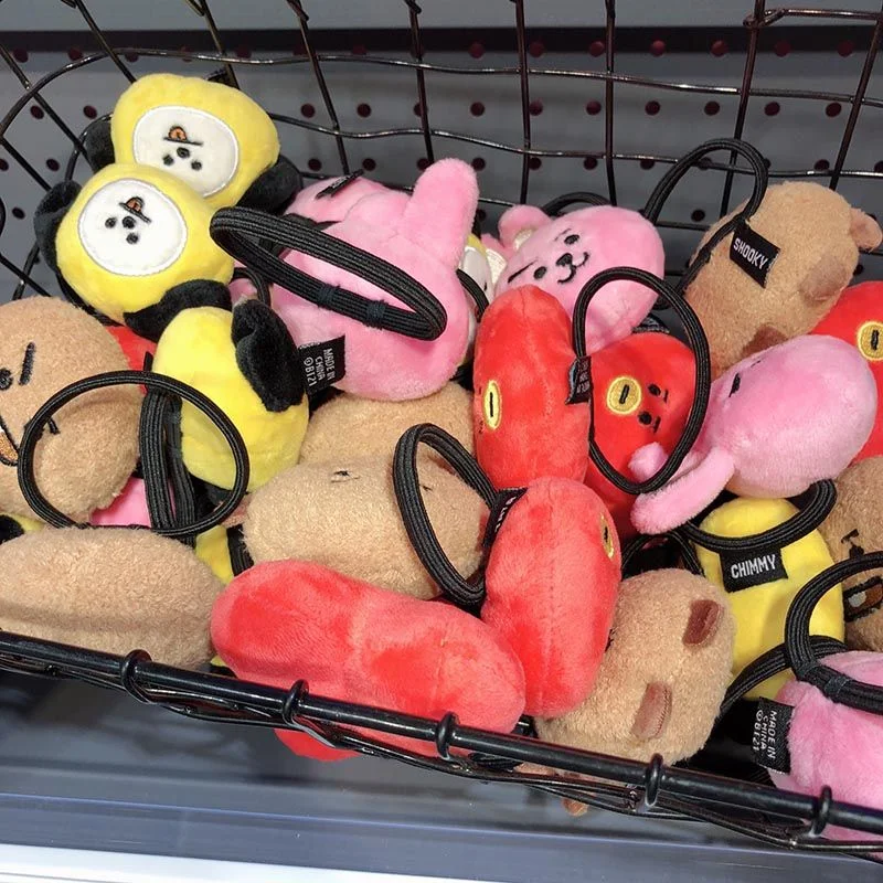 

Kawaii BT21 Plush Hair Rope Anime Doll Image Ponytail Holder Cartoon Elastic Rubber Band Hairband Gift
