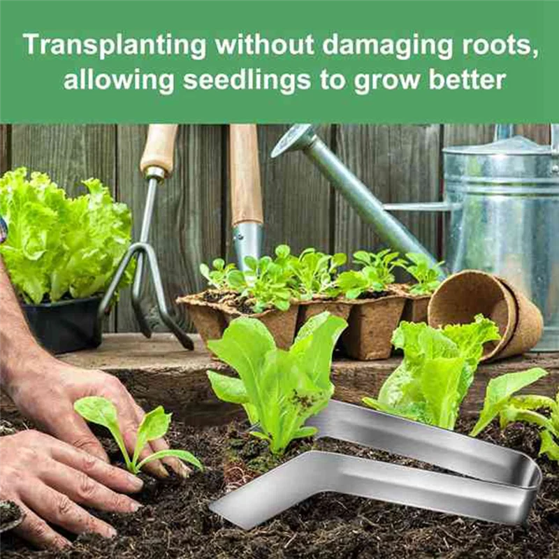 BHBD-herramienta para trasplante de plántulas de plantas de jardinería, mango de diente, alicates para quitar trasplante, 8,7 pulgadas, 3 piezas