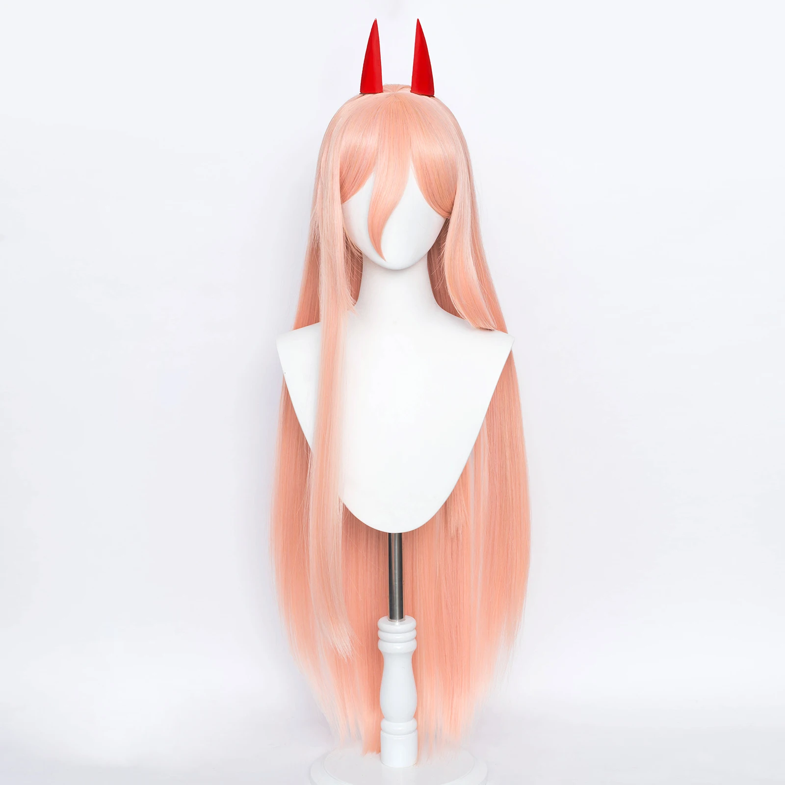 RANYU Anime Chainsaw Man Power Cosplay Wig Long Pink Orange Synthetic Straight Hair Heat Resistant for Party