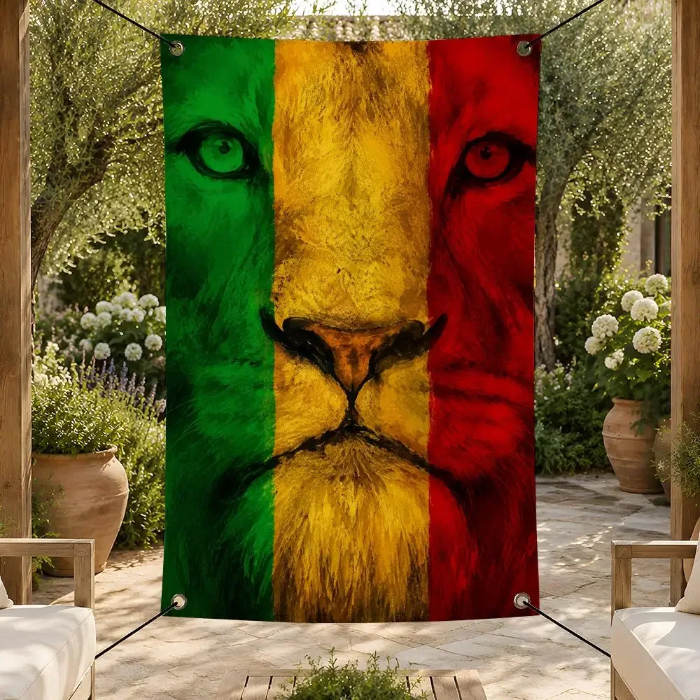 Culture Reggae Rasta Lions Flags Supporter Flag Banner for Bedroom Dorm Wall Garden Yard Porch Patio Home Party Decor
