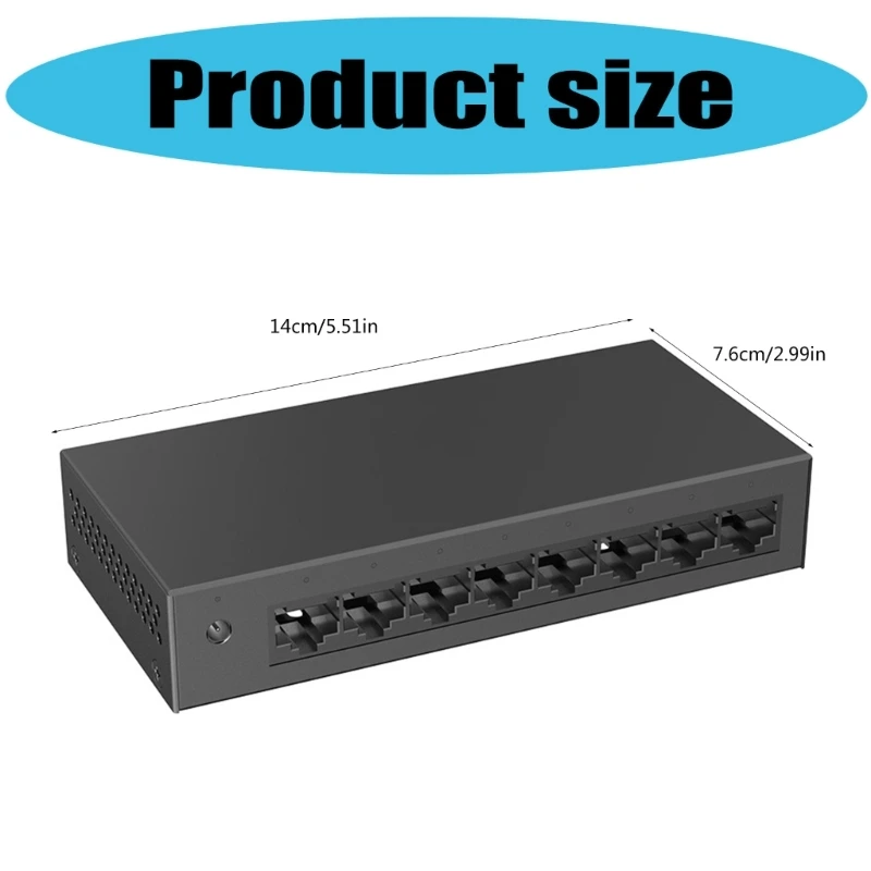 Fast Speed ​​8 Port Gigabit Networking Switches Metal Case Case Auto Technology Technology Technology