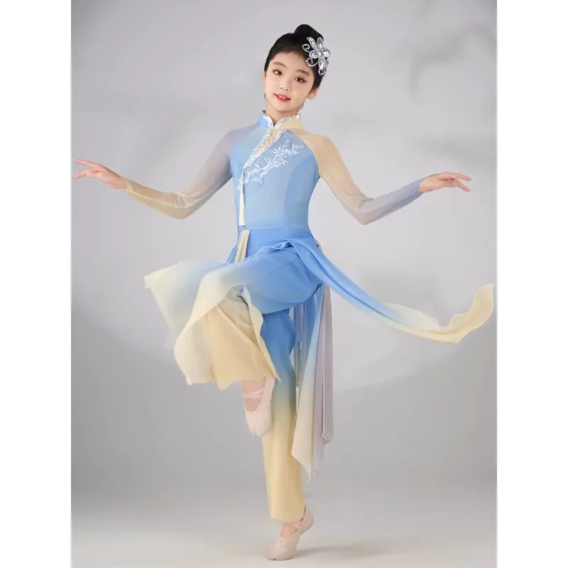 أزياء الرقص الكلاسيكي الأنيقة للأطفال، ملابس أداء المجموعة والمظلة، ملابس الرقص التقليدية الجديدة للأطفال