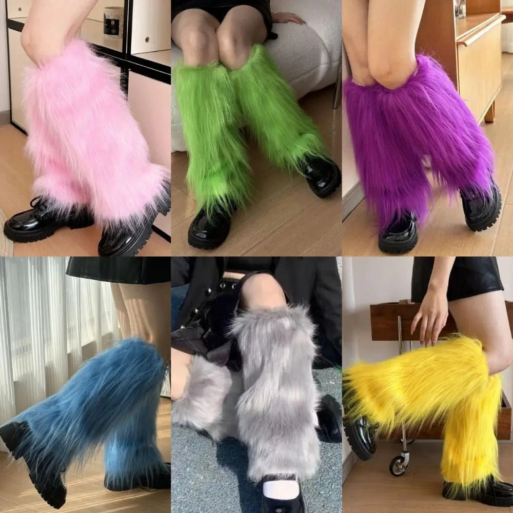 

Foot Cover Faux Fur Furry Leg Warmers Japanese Style 40cm Lolita Boots Cover Kawaii Thickened Warm Knee Sleeve JK