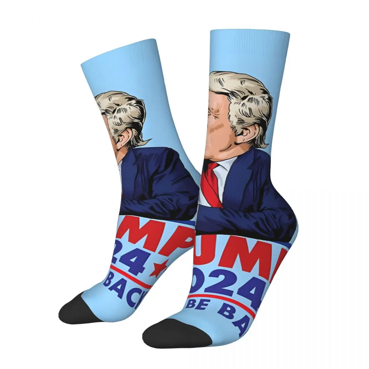 Crazy compression Trump 2024 He'll Be Back Sock for Men Harajuku Seamless Pattern Crew Sock Casual