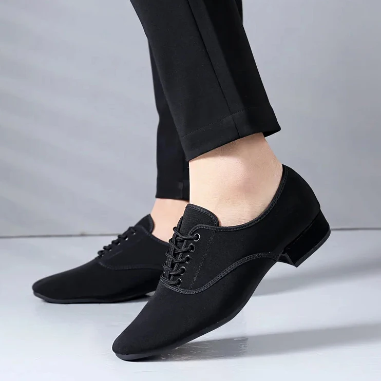 

2024 Men New Modern Dance Shoes 3.5cm Heels Male Oxford Fabric Latin Shoes Breathable Boys Social Ballroom Dance Footwear