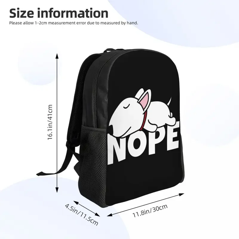 Customized 3D Print Nope Bull Terrier Dog Backpack Boys Girls School College Travel Bags Men Women Bookbag Fits 15 Inch Laptop