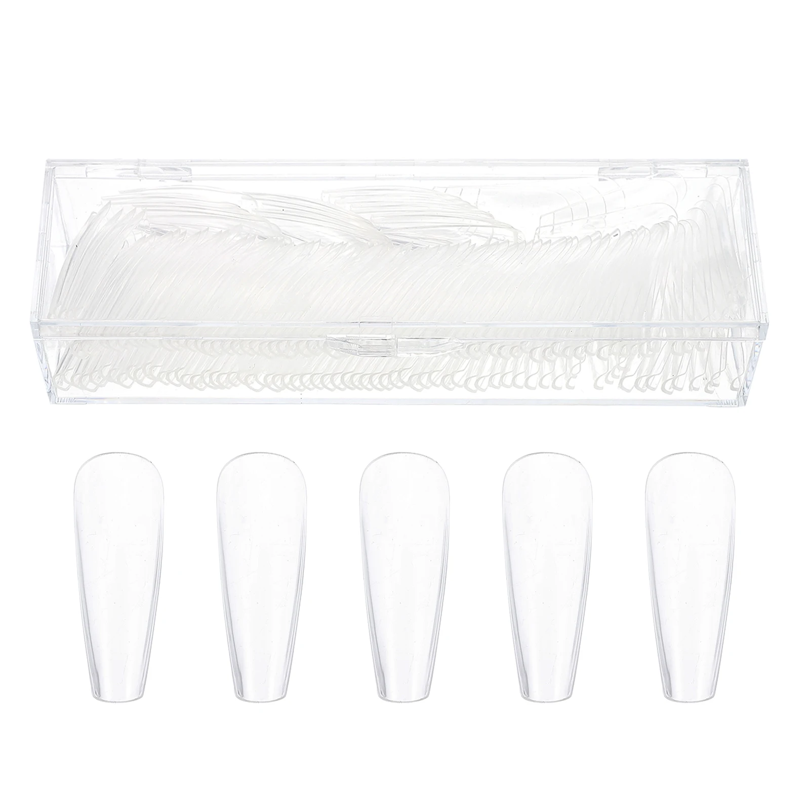

200pcs Fake Nails Clear Square Press On Tips Long Almond Extensions Kit Cover Nail Pieces Decor Manicure Tools