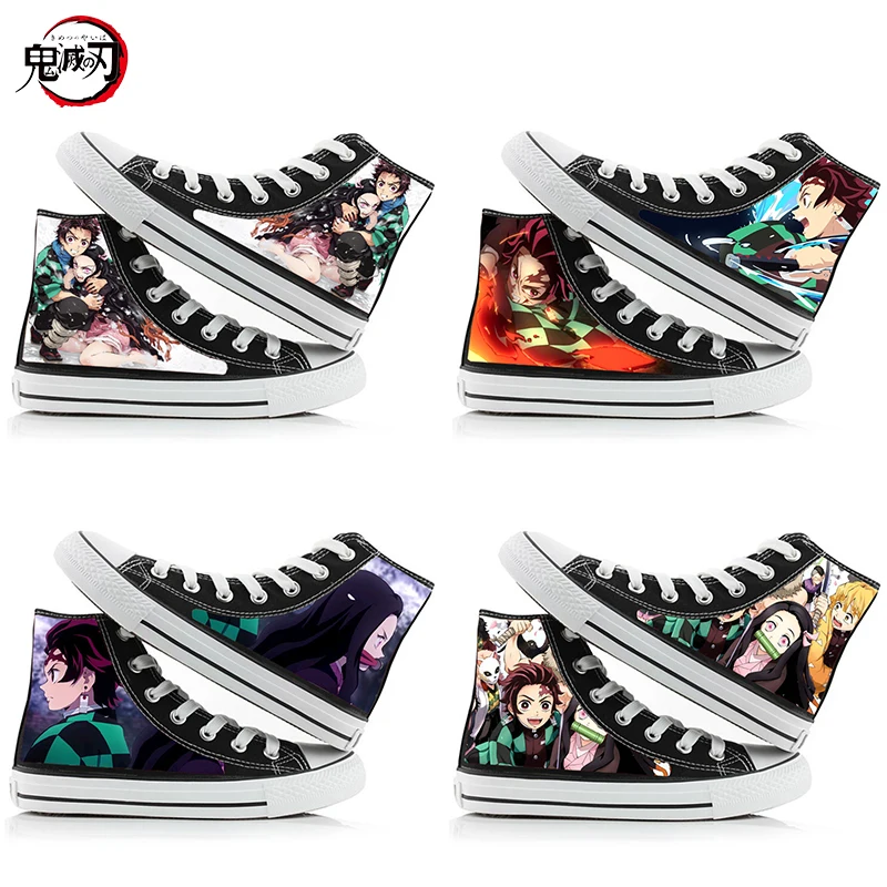 Demon Slayer Cartoon Anime Sneakers Kimetsu No Yaiba Tanjirou Nezuko Zenitsu Cosplay Casual High Top Shoes Anime Running Shoes