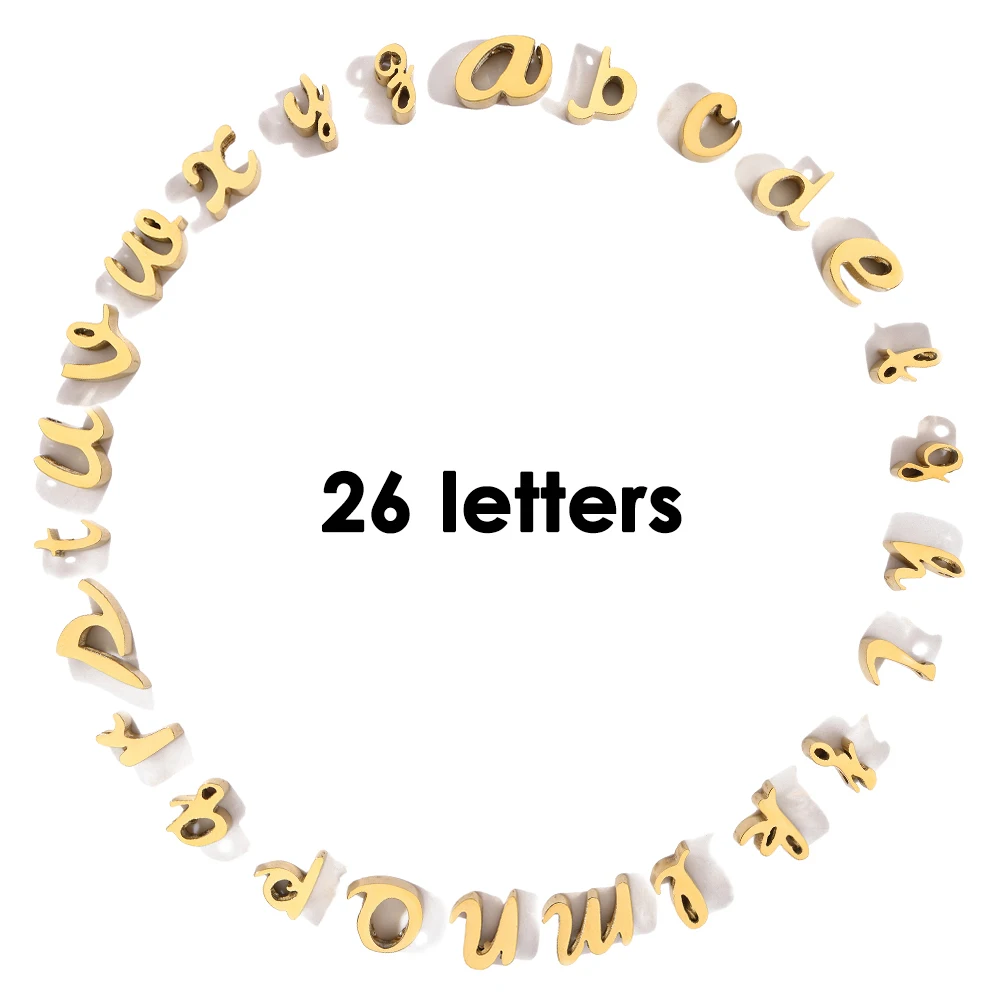 Visunion 10PCS Stainless Steel English Lowercase Alphabet Accessories 1.5MM Hole for DIY Necklace Bracelet Making Jewelry