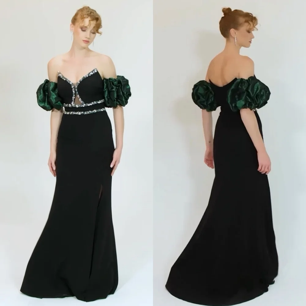 

Jersey Pleat Sequined Clubbing Trumpet Off-the-shoulder Bespoke Occasion Gown Long Dresses