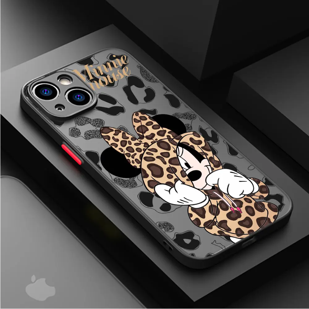 Phone Case for iPhone 8 Plus 15 Pro Max XR X 13 Mini 14 Plus XS Max 12 7 11 Pro Disney Minnie Mouse Shockproof Matte Cover