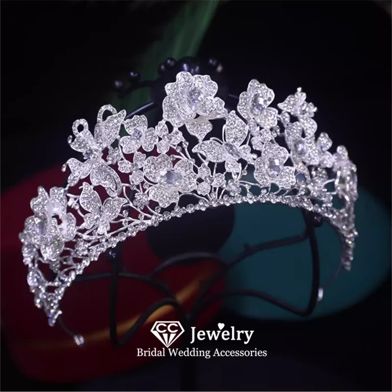 

CC Tiaras and Crowns Wedding Hair Accessories Bridal Headbands Engagement Jewelry 100% Handmade Flower Shape Diadems Party AN493