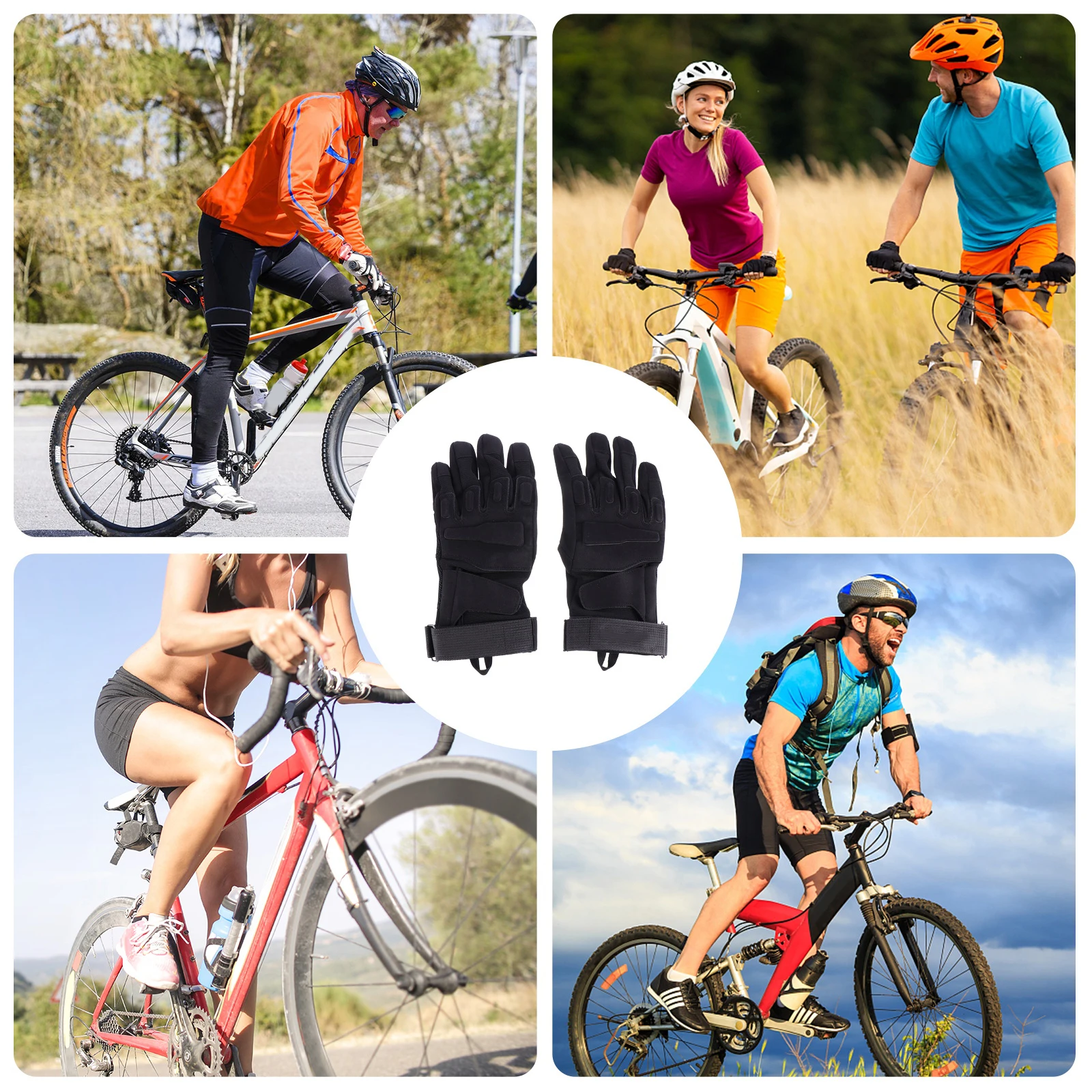 

1Pair Full Finger Gloves Breathable Anti-Skid Protective Riding Gloves for Motorcycle Outdoor Sports Fitness Driving Horse