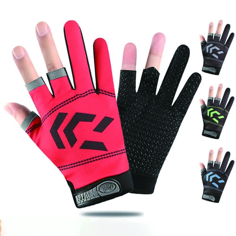 Guantes de pesca al aire libre para hombres y mujeres, guantes de tres dedos descubiertos, guantes de seda de hielo para pantalla táctil, guantes de ciclismo deportivos