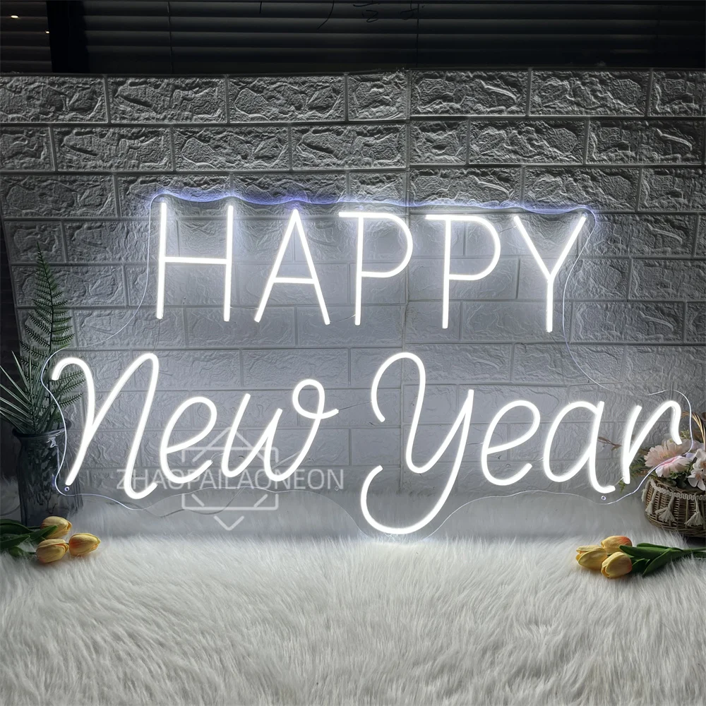 Happy New Year Neon Signs Home Room Party LED Wall Decor New Year Decoration Christmas Neon Lights Personalize Gifts