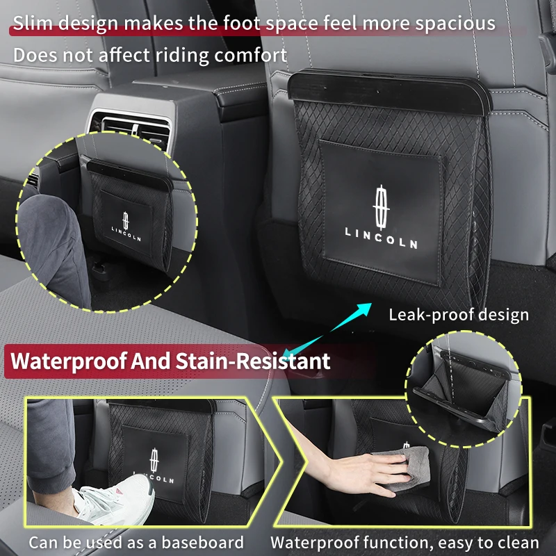 Waterproof Car Seat Back Trash Bags Leather Anti-kick Bin Bag For Lincoln Nautilus Aviator Navigator MKZ MKX Continental MKC MKT