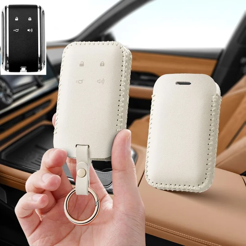 Auto-Smart-Fernbedienungs-Schlüsselanhänger aus Leder für Mazda EZ6 EZ6200 130 480 600 – Innenzubehör, Schutzhülle mit Kette – Detail 6