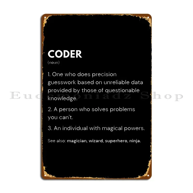 Coders And Developers Funny Programming Definition Metal Sign Kitchen Cinema Decoration Decoration Character Tin Sign Poster
