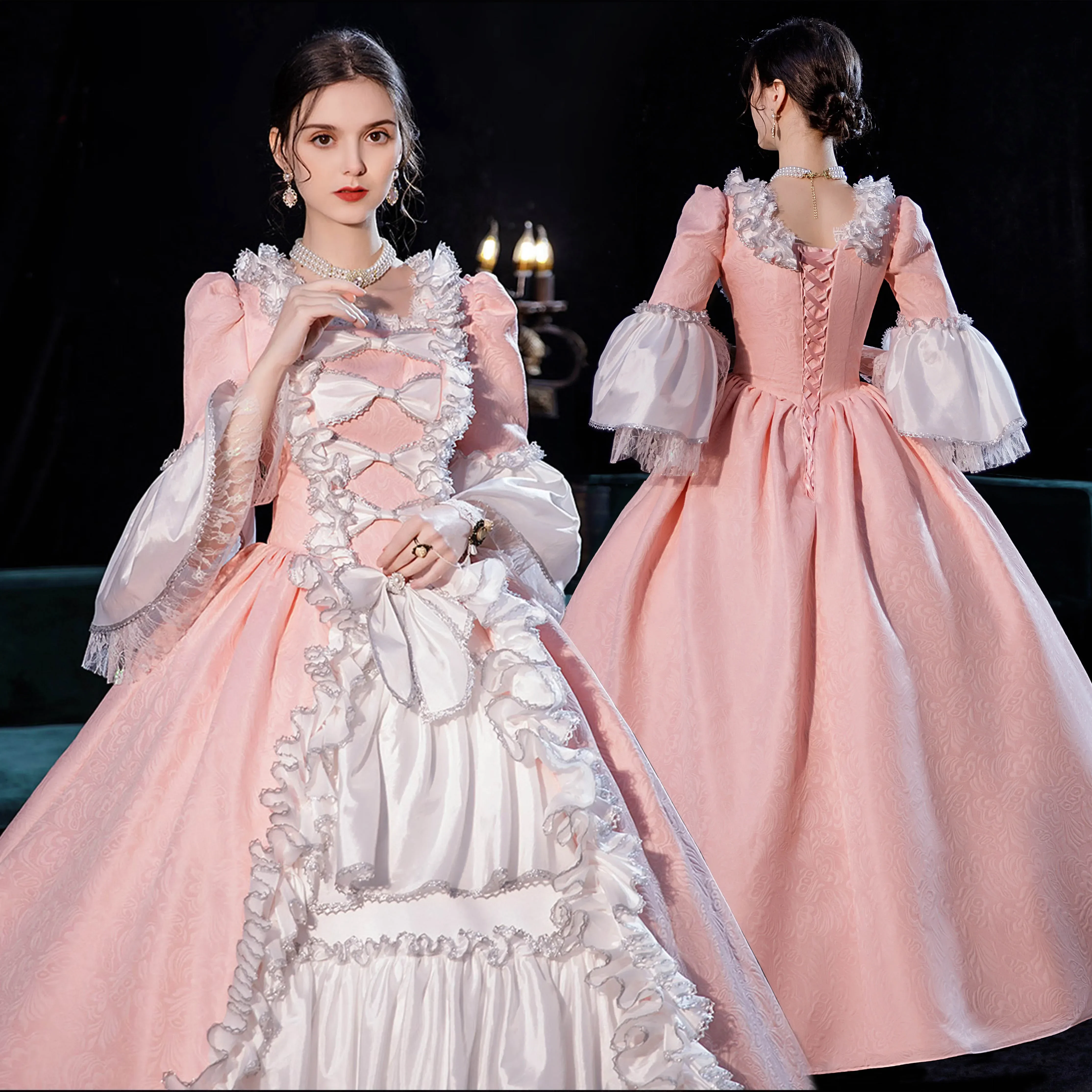 23 Romantic Pink Noble Princess Cinema Portrait Banquet Makeup Ball Drama Performance British Gown Dress