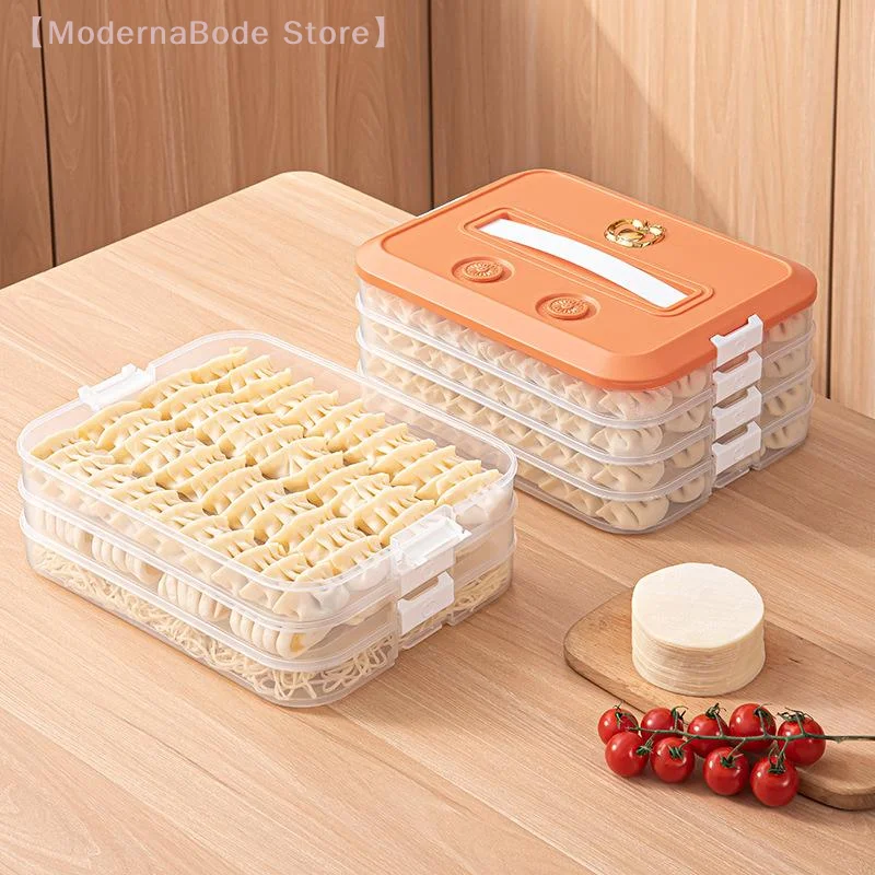【M】1-4 Layer Food Storage Container with Lids Sealed, Stackable Dumpling Box Kitchen Organizer