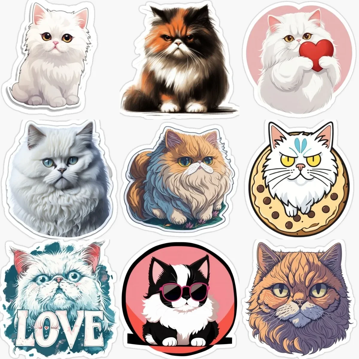 

Persian Cat Pets Catoon Creative Color Sticker for Decorate Room Fridge Wall Window Car Motorcycle Van Decal Accessories