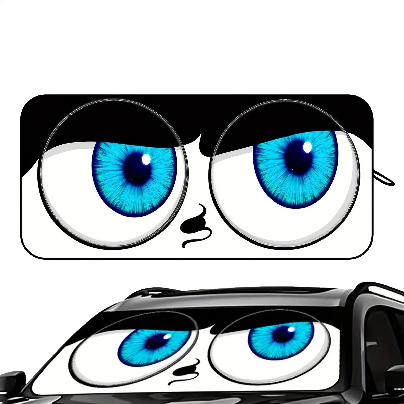 Funny Big Eye Foldable Thickened Car Windshield Sun Shade Window Sun Screen for Sedan SUV Pickup RV Van Trailer Vehicle Interior