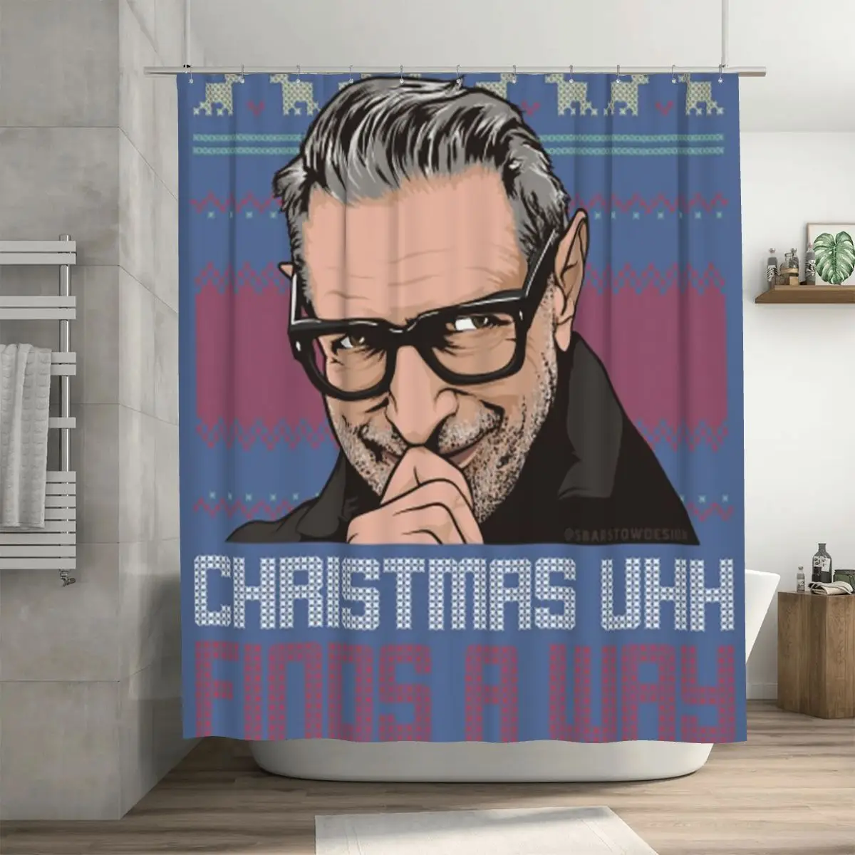 

Водонепроницаемая шторка для душа из полиэстера с крючками для ванной комнаты, серия «Рождественские находки»