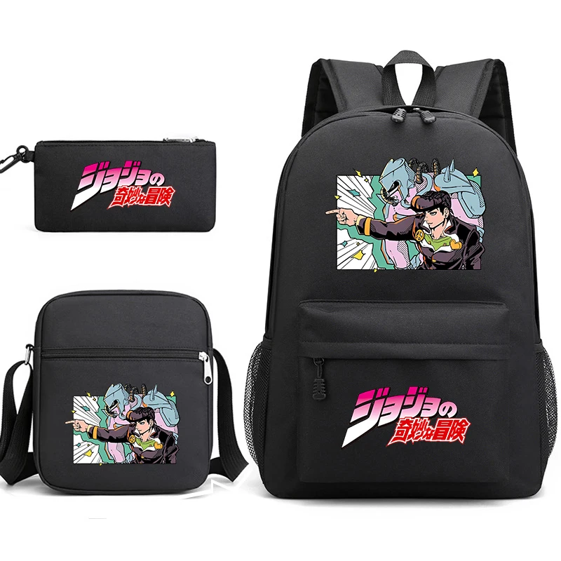 Jojo Bizarre Adventure anime student school bag set kids backpack shoulder bag pencil case 3-piece set back to school gift