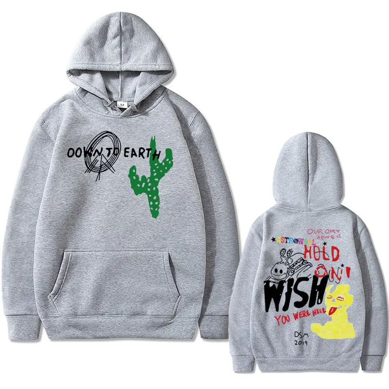 Cactus Jack Wish You Were Here Tour Double Sided Print Hoodie Men's Hip Hop Fashion Oversized Sweatshirt Male Vintage Streetwear