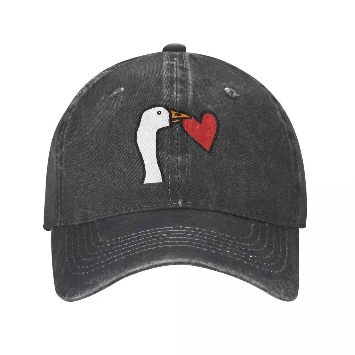 Funny Goose Stealing A Heart Hat Outfit Vintage Distressed Washed Valentines Day Casquette Dad Hat For Unisex Style Adjustable