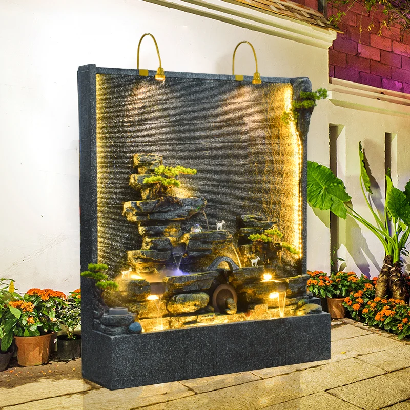 Large modern waterfall fountain outdoor garden