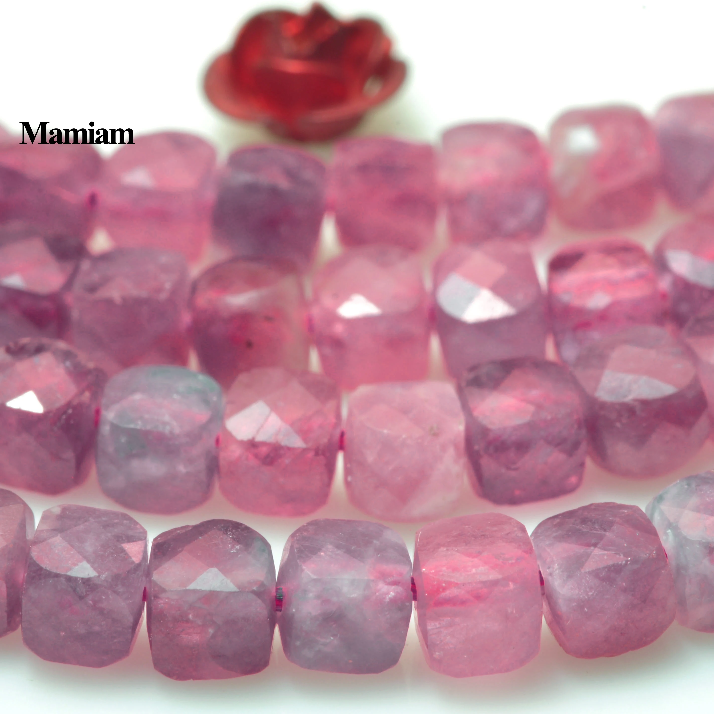 

Mamiam Natural Pink Tourmaline Faceted Square Stone Smooth Round Beads 4+-0.2mm Diy Bracelet Necklace Jewelry Making Design