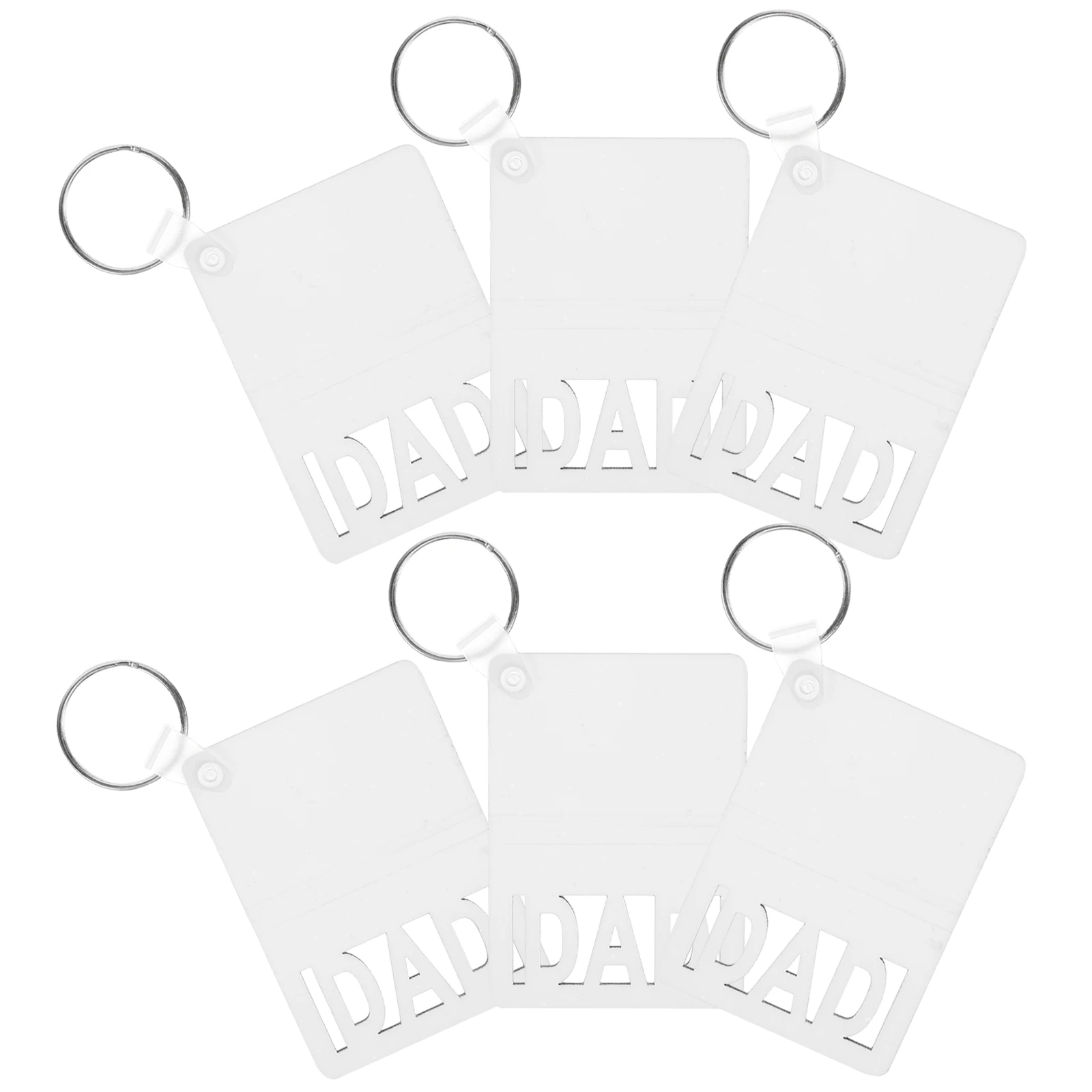 

6 pcs Sublimation Keychain Souvenirs Blank DIY Dad Sign Key Rings Durable Plastic Pendant Hanging Bag Accessories Double Side