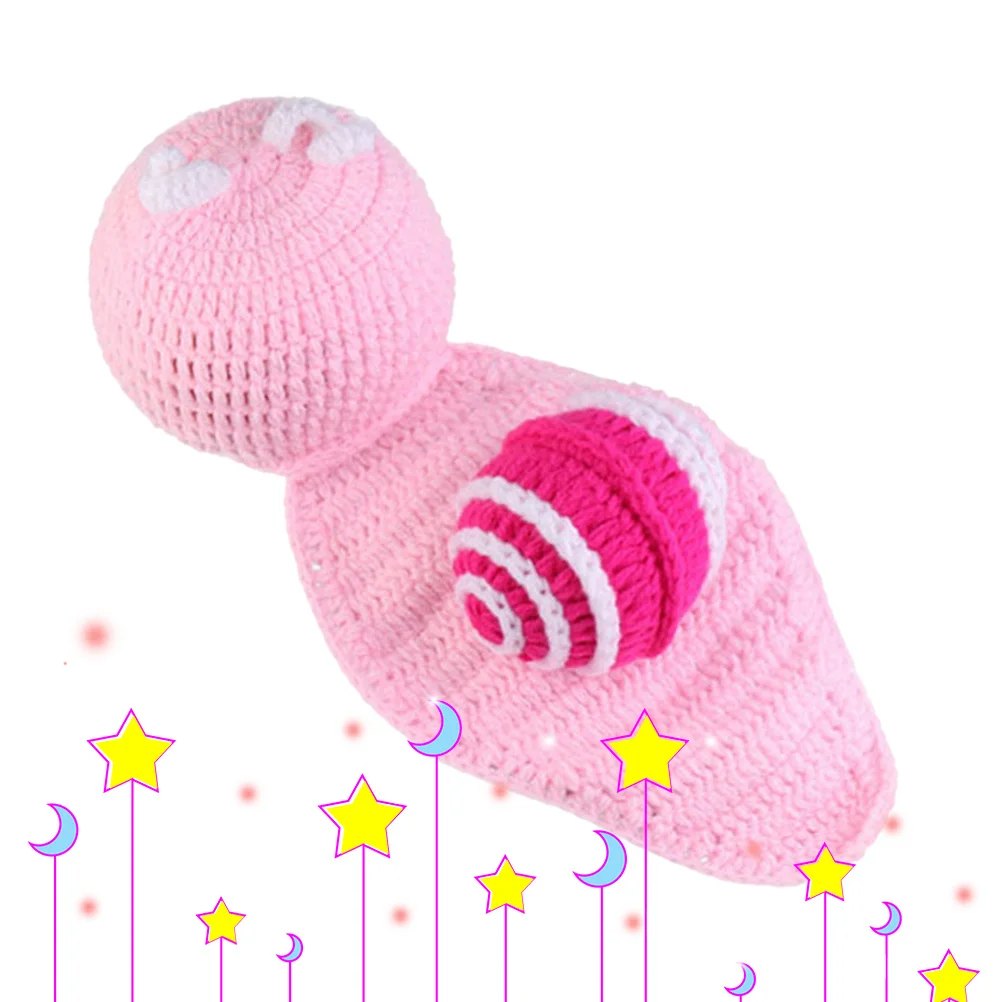 الأطفال الصوف الحلزون نمط الحياكة مجموعة الوردي الطفل التصوير الدعامة الوليد التفاف عقال قبعة الكروشيه الزي مائة يوم