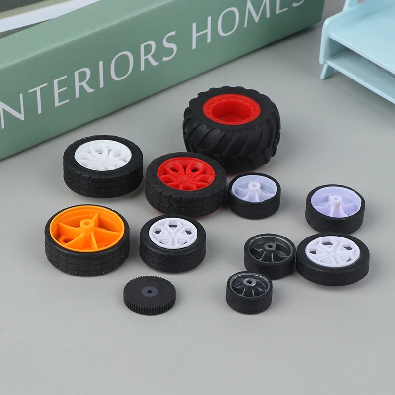 10PCS PC Toy Wheel Rubber Rim Tyres DIY Mini Technology 4WD Colorful Tires Hole Dia 2mm 2.5mm 3mm for RC Model Cars Toycars Par